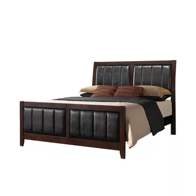 Carlton Full Upholstered Panel Bed Cappuccino and Black