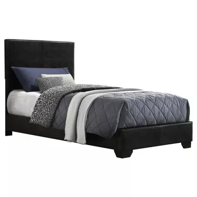 Conner Twin Upholstered Panel Bed Black