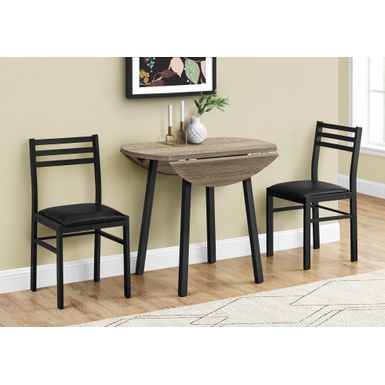 image of Dining Table Set/ 3pcs Set/ Small/ 35" Drop Leaf/ Kitchen/ Metal/ Laminate/ Brown/ Black/ Contemporary/ Modern with sku:i1003-monarch