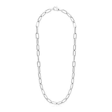 Sterling Silver Wide Paperclip Chain Necklace (38 Inch)