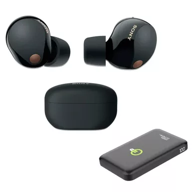 image of Sony WF-1000XM5 Truly Wireless Noise Canceling Earbuds, With Power Bank with sku:sotwncbk-adorama