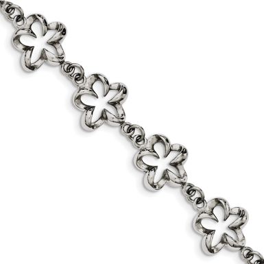 image of Chisel Stainless Steel Polished Cut-Out Flowers 7.5 Inch Bracelet with sku:lsb4ydeuxt-ucas2w8td9astd8mu7mbs--ovr