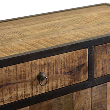 Handmade Timbergirl Industrial Reclaimed Wood and Iron Sideboard Cabinet (India) - Reclaimed wood and iron sideboard