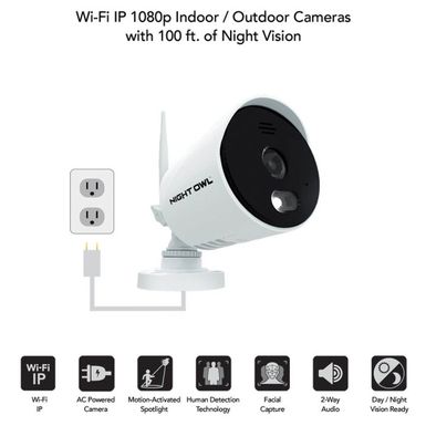 Night Owl 10 Channel 1080p Smart Security System with 1TB Hard Drive and 4 1080p Wi-Fi IP Spotlight Cameras