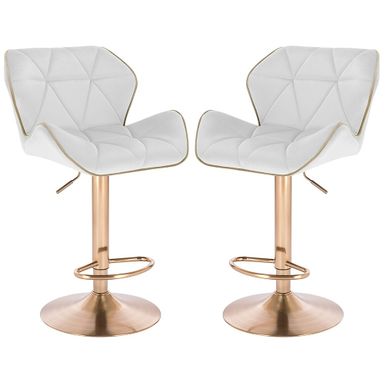 image of Modern Home Luxe Spyder Contemporary Adjustable Suede Barstool - Modern Comfortable Adjusting Height Counter/Bar Stool - Set of 2 - White/Gold with sku:lqeoarahjyewutmdfcz48gstd8mu7mbs-overstock