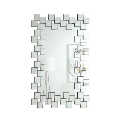 image of Frameless Wall Mirror with Staggered Tiles Silver with sku:901838-coaster