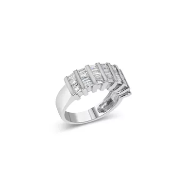 image of Sterling Silver 1 ct. TDW Multi-Row Baguette Diamond Ring (H-I, I1-I2) Choice of size with sku:015507r725-luxcom