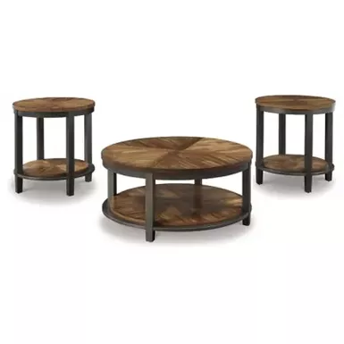 image of Light Brown/Bronze Roybeck Occasional Table Set (3/CN) with sku:t411-13-ashley