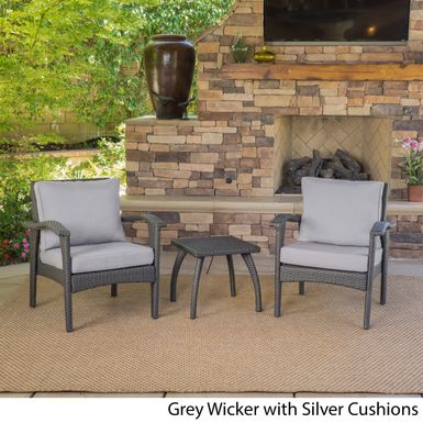 image of Honolulu Outdoor 3-piece Wicker Chat Set with Cushions by Christopher Knight Home - Grey with sku:wkactdhwa9g_flegfgc6cqstd8mu7mbs-overstock