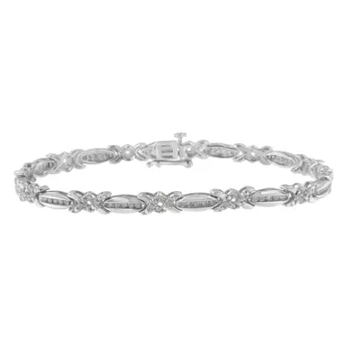 Sterling Silver 1ct TDW Diamond X-Link Tennis Bracelet (I-J,I3)