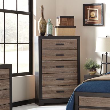 Signature Design by Ashley Harlington Grey Five Drawer Chest - Gray/ charcoal