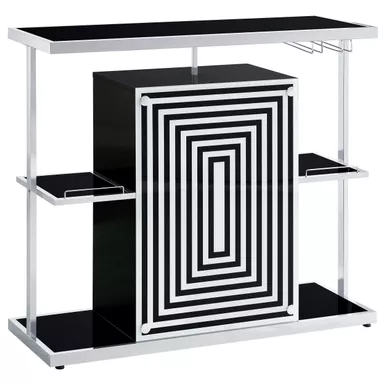image of Zinnia 2-tier Bar Unit Glossy Black and White with sku:130076-coaster