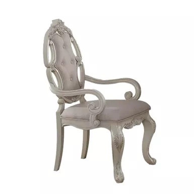 ACME Ragenardus Arm Chair (Set-2), Fabric & Antique White