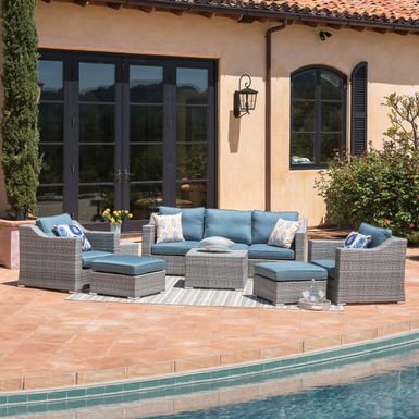 Rent to own Corvus Martinka 9-piece Grey Wicker Patio ...