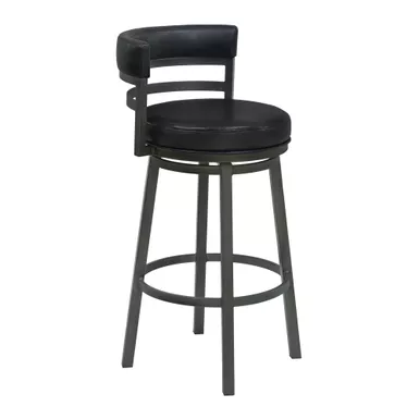 image of Titana 26" Counter Height Metal Swivel Bar Stool in Ford Black PU and Mineral Finish with sku:721535746897-armen