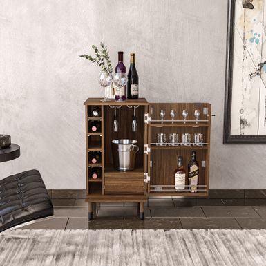 image of Boahaus Wrexham Expandable Bar, 01 Door, Wine Racks, 01 Drawer - MDF - Brown with sku:hz0mnew9etu47-npxakrsqstd8mu7mbs-overstock