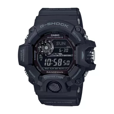 image of G-Shock - Mens Master of G Rangeman Solar Digital Black Resin Watch with sku:gw9400-1b-powersales