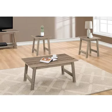 image of Table Set/ 3pcs Set/ Coffee/ End/ Side/ Accent/ Living Room/ Laminate/ Brown/ Transitional with sku:i-7931p-monarch