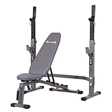 image of Body Champ Olympic Weight Bench with Squat Rack Included, Two Piece Set, Workout Bench, Versatile Strength Training Equipment for Home Gym, PRO3900, Grey with sku:b0771t3j54-amazon