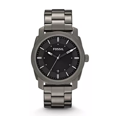 Fossil - Mens Machine Smoke Stainless Steel Watch Black Dial