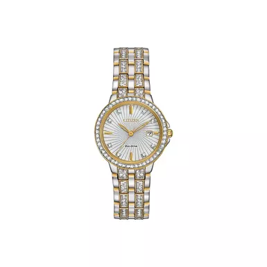 image of Citizen - Ladies Eco-Drive Silhouette Crystal Watch Two-Tone Dial with sku:ew2344-57a-powersales