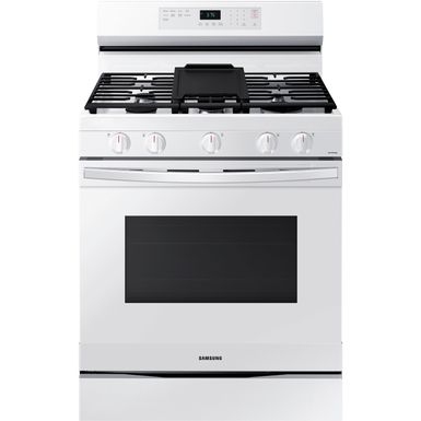 image of Samsung 6.3-Cu. Ft. Smart Freestanding Gas Range with No-Preheat Air Fry and Convection, White with sku:nx60a6511sw-almo