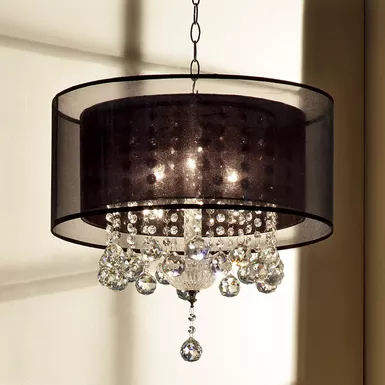image of Glam Crystal Sparkling Chandelier in Black/Chrome with sku:idf-l9150h-foa
