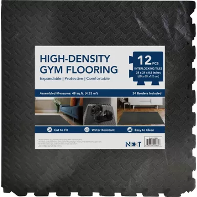 NEXT - 48ft Gym Flooring Exercise Mats - Black