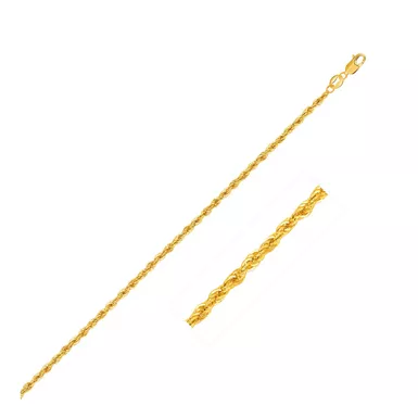 14k Yellow Gold Light Rope Chain 1.5mm (16 Inch)