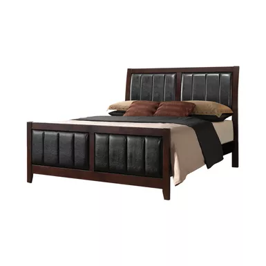 Carlton Eastern King Upholstered Bed Cappuccino and Black