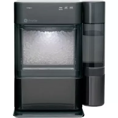 image of GE Profile - Opal 2.0 38-lb. Portable Ice maker with Nugget Ice Production, XL 1 Gallon Side Tank and Built-in WiFi - Black Stainless Steel with sku:bb22039940-bestbuy