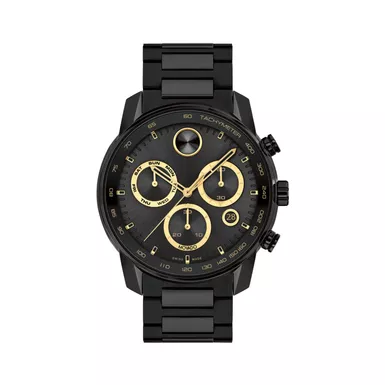 Movado - Mens BOLD Verso Chronograph Black IP Stainless Steel Watch Black Dial