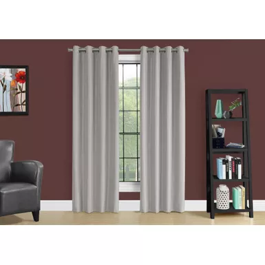 image of Curtain Panel/ 2pcs Set/ 54"W X 84"L/ 100% Blackout/ Grommet/ Living Room/ Bedroom/ Kitchen/ Thermal Insulation/ Polyester/ Grey/ Contemporary/ Modern with sku:i-9835-monarch