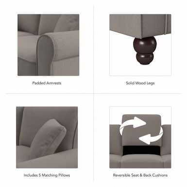 Hudson U Shaped Couch with Reversible Chaise Lounge by Bush Furniture - Cream Herringbone