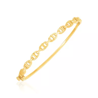 14k Yellow Gold High Polish Puffed Mariner Bangle