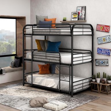 Rent To Own Zord Transitional Twin Metal Triple Bunk Bed With Slatted 