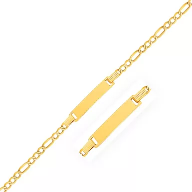 14k Yellow Gold Figaro Link Children's ID Bracelet (6 Inch)