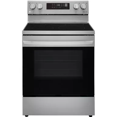 image of LG - 6.3 Cu. Ft. Smart Freestanding Electric Convection Range with Easy Clean, Air Fry and WideView Window - Stainless Steel with sku:bb21491408-bestbuy
