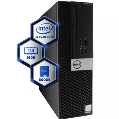 image of Dell Optiplex 3040 Desktop Computer, Intel i5-6500 (3.2), 16GB DDR3 RAM, 500GB SSD Solid State, Windows 10 Professional (Refurbished) with sku:btg-10000917pim-btg