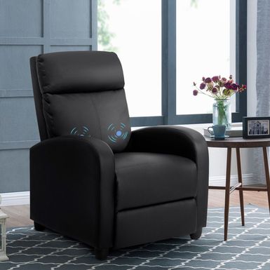 image of Massage Recliner PU Leather Faux Leather Recliner Home Theater Recliner with Padded Seat and Massage Backrest - Black with sku:xj3qout0o8a7mkhmcjoylgstd8mu7mbs--ovr