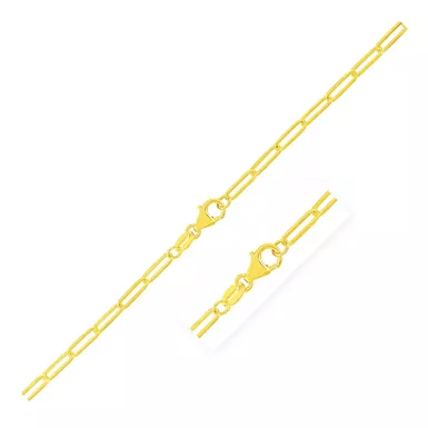 14K Yellow Gold Paperclip Bracelet (2.5mm) (7 Inch)