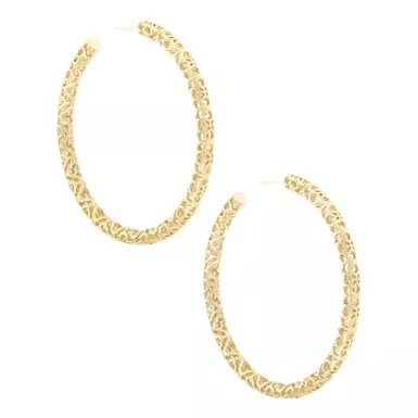 image of Kendra Scott Maggie Small Hoop Earring (Gold Filigree) with sku:4217704002|gold-filigree|gold-filigree-corporatesignature