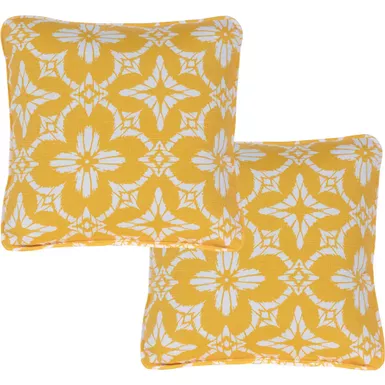 image of Hanover Toss Pillow Floral Pattern Set of 2 with sku:hantpflor-yel-2-almo