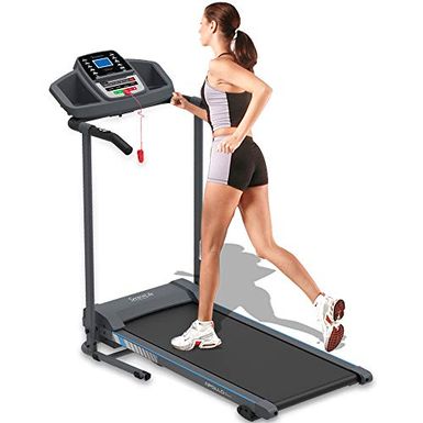 image of Electric Folding Treadmill Exercise Machine - Smart Compact Digital Fitness Treadmill Workout Trainer w/ Bluetooth App Sync, Manual Incline Adjustment, For Walking, Running, Gym - SereneLife SLFTRD20 with sku:b07qg46b5j-ser-amz