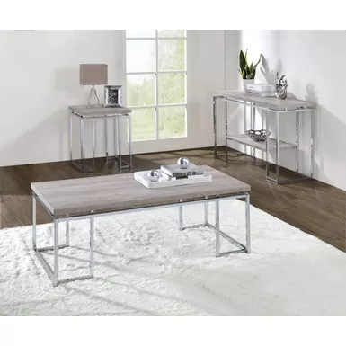 ACME Chafik Coffee Table, Natural Oak & Chrome