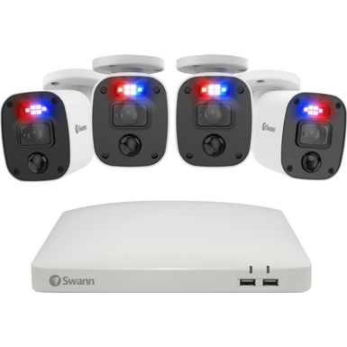 image of Swann - Enforcer 8-Channel, 4-Camera Indoor/Outdoor Wired 1080p 1TB DVR Home Security Camera System - White with sku:bb21905443-bestbuy