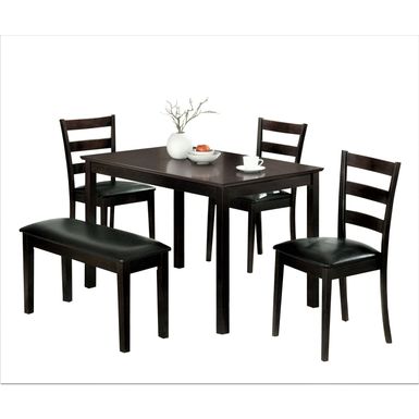 image of Maddison Upholstered Wood 5 Piece Dining Table Set - Expresso with sku:9amdb9fyswrgqefwowsrzgstd8mu7mbs-overstock