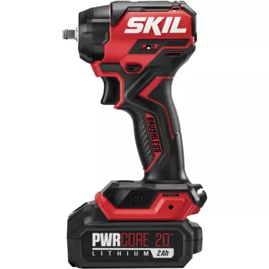 image of SKIL PWR CORE 20 Brushless 20V 3/8 IN. Compact Impact Wrench Kit - Black/Red with sku:bb22261605-bestbuy