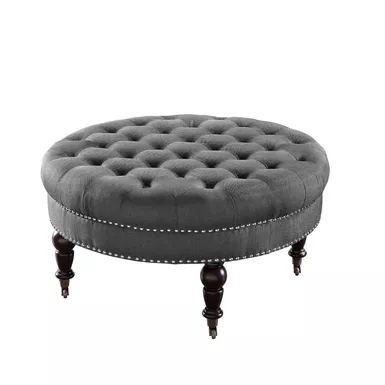 Sybil Round Ottoman Grey