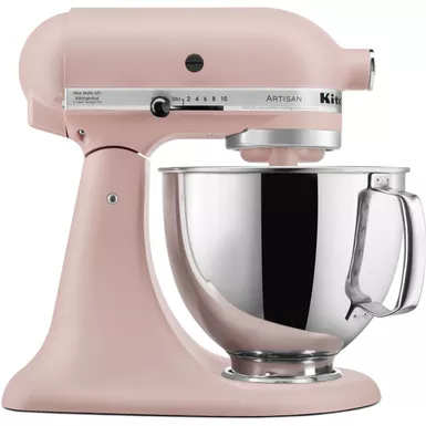 image of KitchenAid Artisan Series 325-Watt Tilt-Back Head Stand Mixer in Feather Pink with sku:ksm150psft-almo